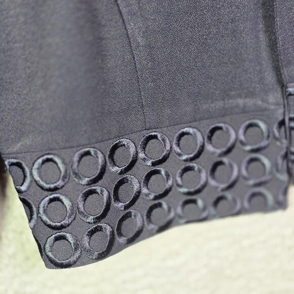 Betsys Things Cropped Navy Blue Jacket Size 10 Embroidered Hem Vintage - Picture 6 of 10